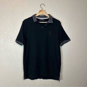 Psycho Bunny black Polo Shirt with Striped Collar